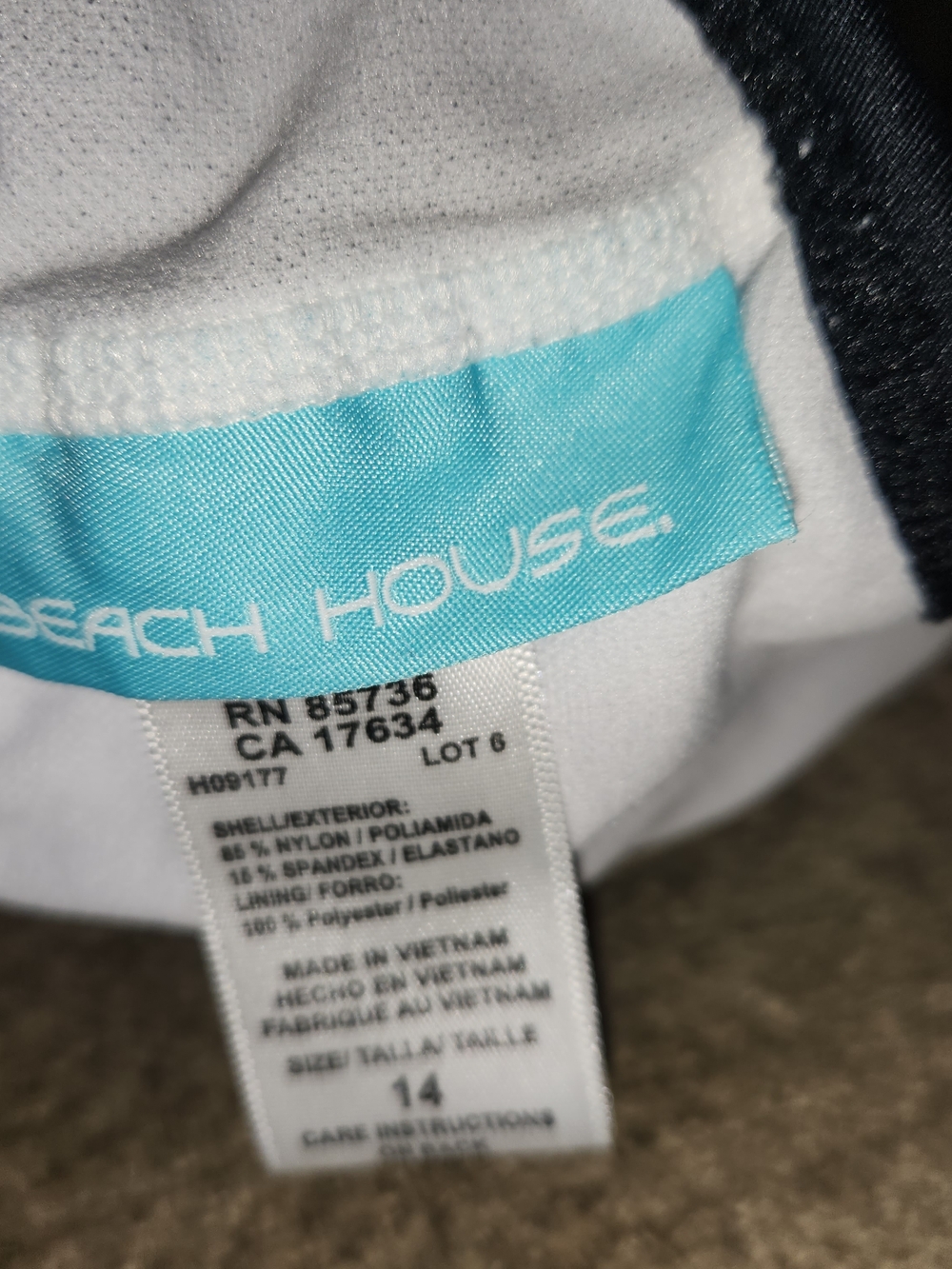 Beach House White & Aqua Swim Tankini Top - Picture 4 of 4